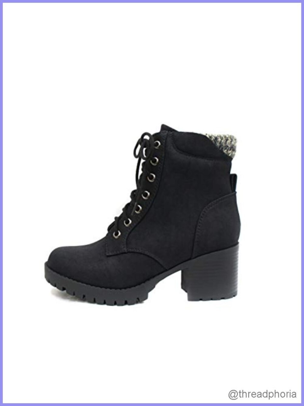 Combat Ankle Boots Lug Sole Chunky Heel Lace Up Side Zipper